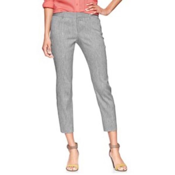 GAP Stretch Blue Linen Blend Ankle Straight Pant | SZ 10 - Picture 3 of 12